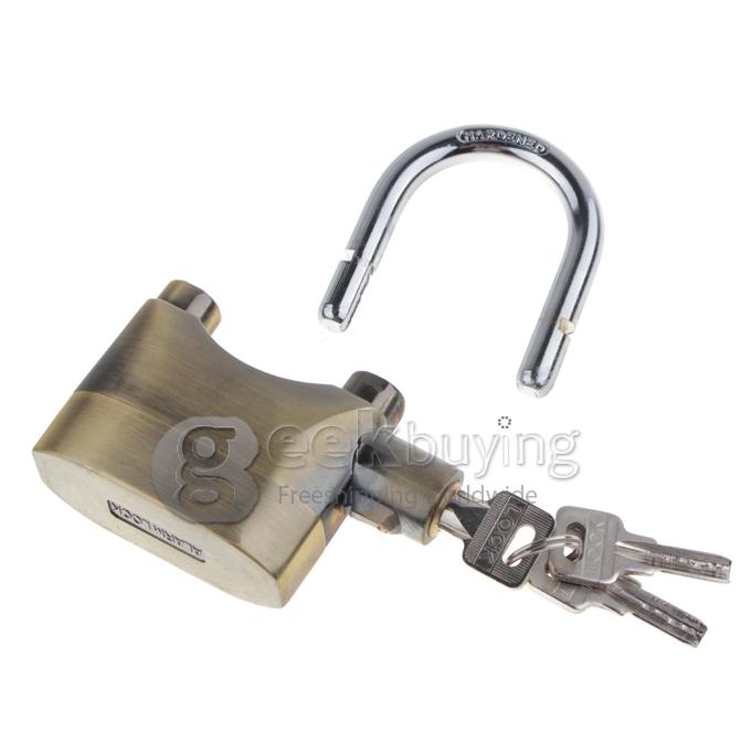 Metal Padlock Electronic Alarm Bike / Motorcycle / Doors Alarm Lock 110db Security Alarm System - Gold