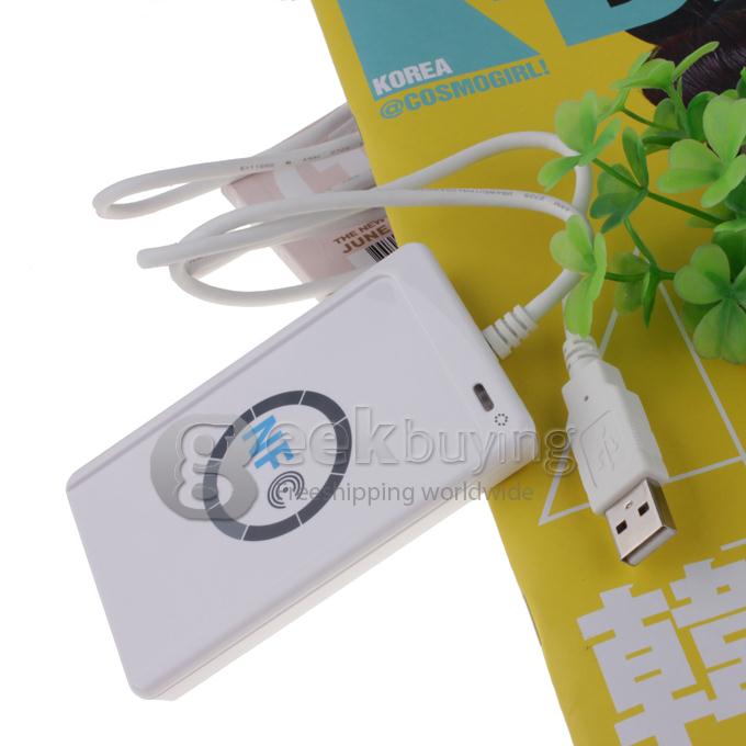 USB ACR-122U NFC Rfid Contactless Smart IC Card/Tag Reader and Writer 13.56MHz + NFC IC Cards + 1 SDK CD - White