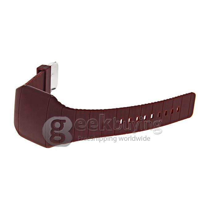 Makibes Touch Screen LED Watch with Red Light Rectangle Dial and Silicon Band - Brown