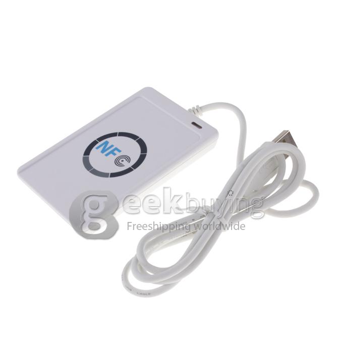 USB ACR-122U NFC Rfid Contactless Smart IC Card/Tag Reader and Writer 13.56MHz + NFC IC Cards + 1 SDK CD - White