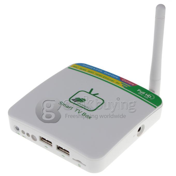 GV-11D Allwinner A20 Dual Core Google Android 4.2.2 Mini TV BOX HDMI HDD Player 1G/4G Camera Mic External Wifi Antenna with Remote Control - White