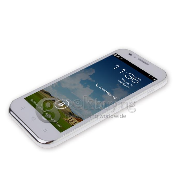 Haier W850 4.5inch IPS FWVGA Touchscreen Qualcomm MSM8625Q Quad Core Smart Phone 1.2GHz 5.0MP Camera Android 4.1 OS--White