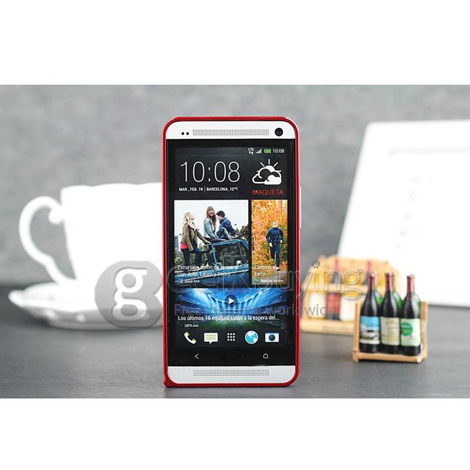 Red Ultra Thin 0.6mm Metal Aluminum Hard Case Bumper Cover for HTC ONE M7