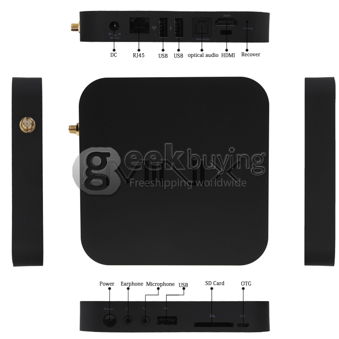 MINIX NEO X7 Quad Core Mini TV BOX Android Jelly Bean 4.2.2 OS Rockchip RK3188 Cortex A9 1.6GHz HDMI HDD Player 2G/16G Bluetooth V4.0 External WiFi Antenna Black