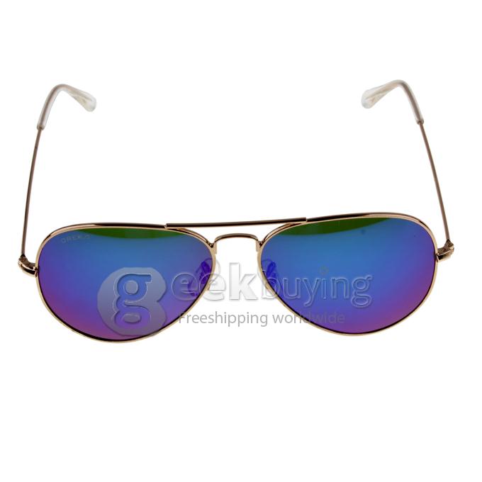 OREKA 3025 Golden Alloy Full Frame G15 Glass Lens Fashion Sunglasses - Blue