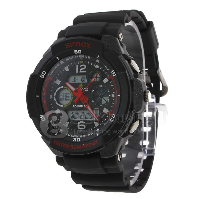 Simax DST9052 Plastic 50 Meters Waterproof Sport Utility Watch - Black