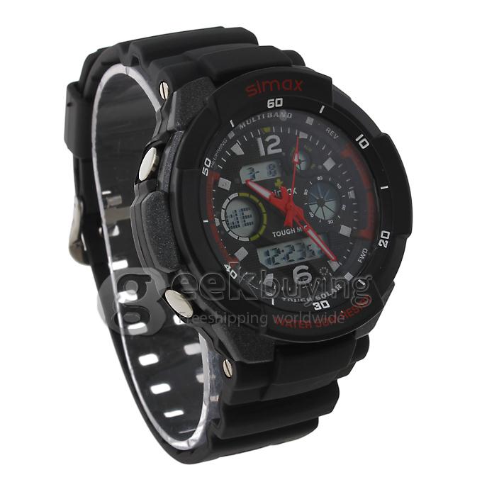 Simax DST9052 Plastic 50 Meters Waterproof Sport Utility Watch - Black