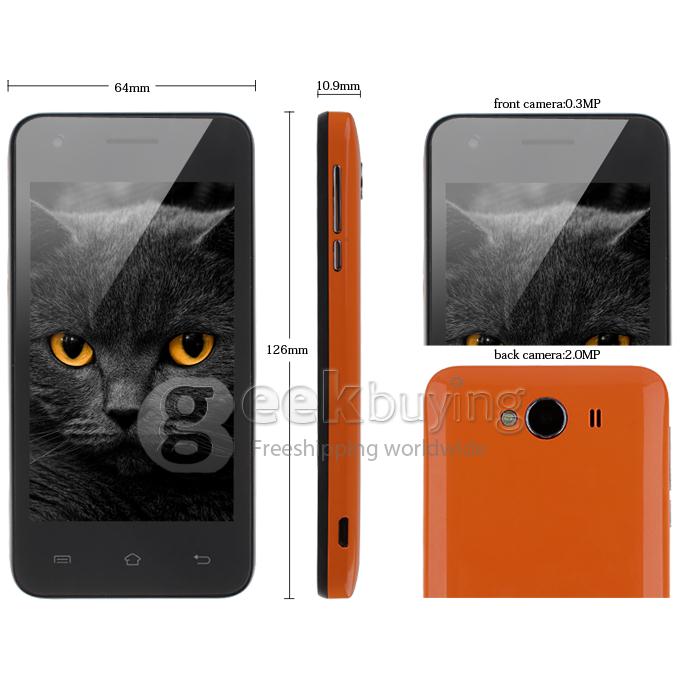 CUBOT GT72 4.0 Inch TFT Screen MTK6572 Dual Core 1.2GHz Smartphone 256MB/512MB 2.0MP Camera Android 4.2 OS with GPS - Orange