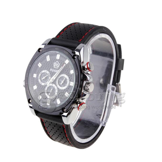 FUYATE Rubber Sport Style Automatic Mechanical Watch with Date Calendar for Male