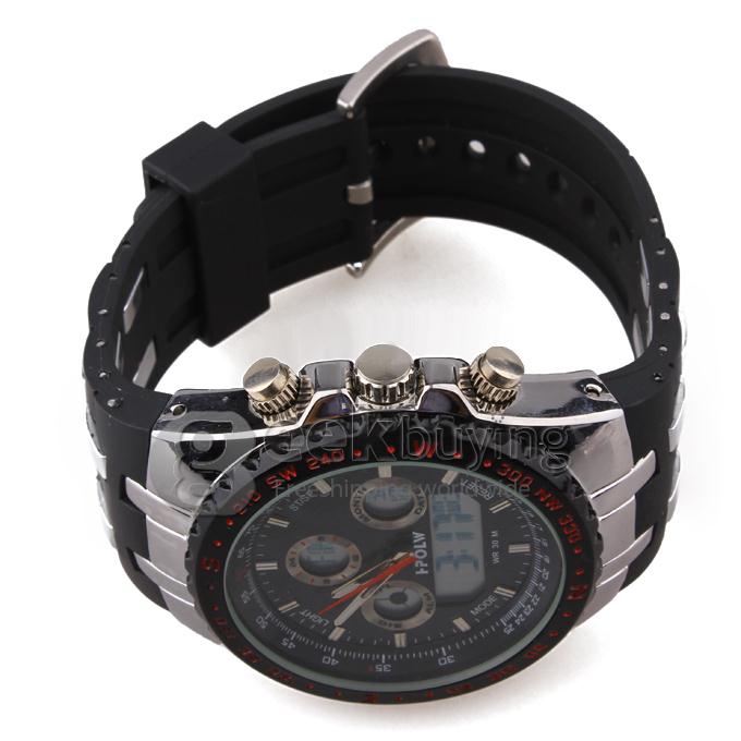 I-POLW 12584 Stainless Steel 30 Meters Waterproof Fashion Sports Utility Watch - Black