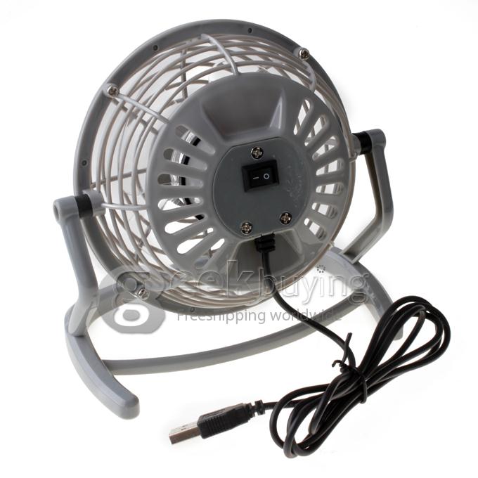 Mini 360-Degree Rotating Cooler Ultra Quiet Cooling Desk USB Fan for PC - Grey