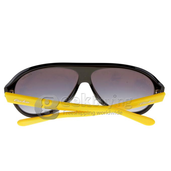 OREKA WG001C4 Black + Yellow Plastic Full Frame Nylon Resin Lenses Fashion Sunglasses - Gray