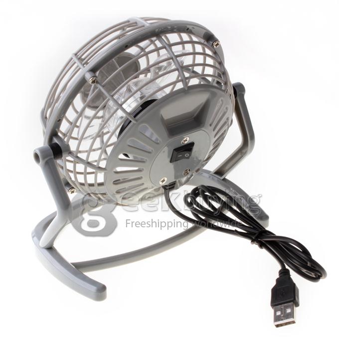 Mini 360-Degree Rotating Cooler Ultra Quiet Cooling Desk USB Fan for PC - Grey