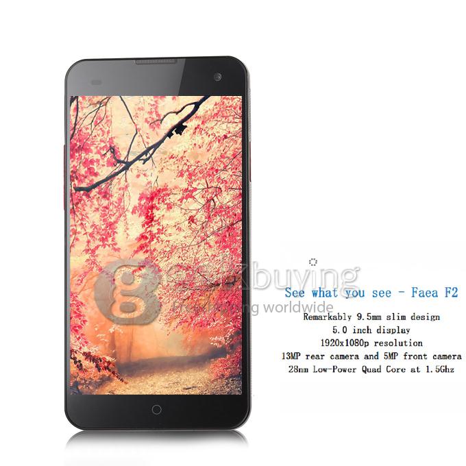 FAEA F2 Elite 5.0Inch OGS IPS Retina Screen MTK6589T Quad Core 1080P 1G+16G 13.0MP Camera Android 4.2 with NFC/OTG/Gyroscope-Black
