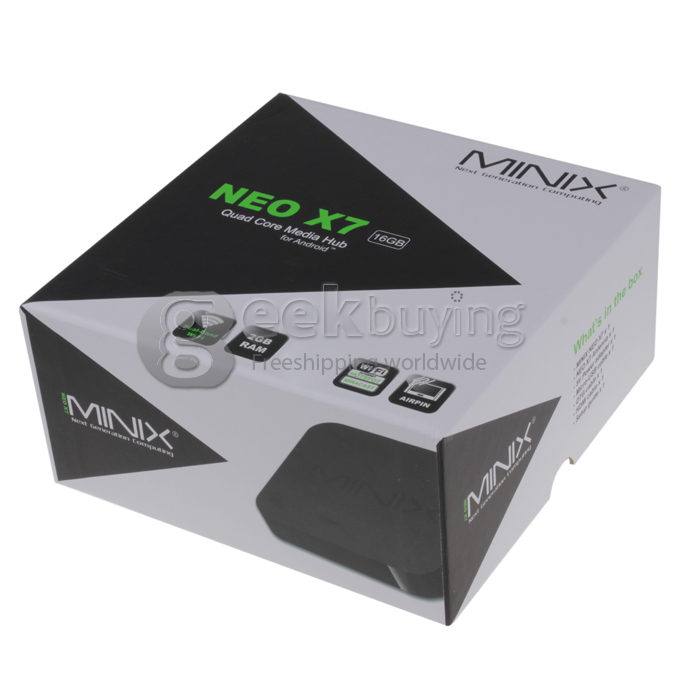 MINIX NEO X7 Quad Core Mini TV BOX Android Jelly Bean 4.2.2 OS Rockchip RK3188 Cortex A9 1.6GHz HDMI HDD Player 2G/16G Bluetooth V4.0 External WiFi Antenna Black