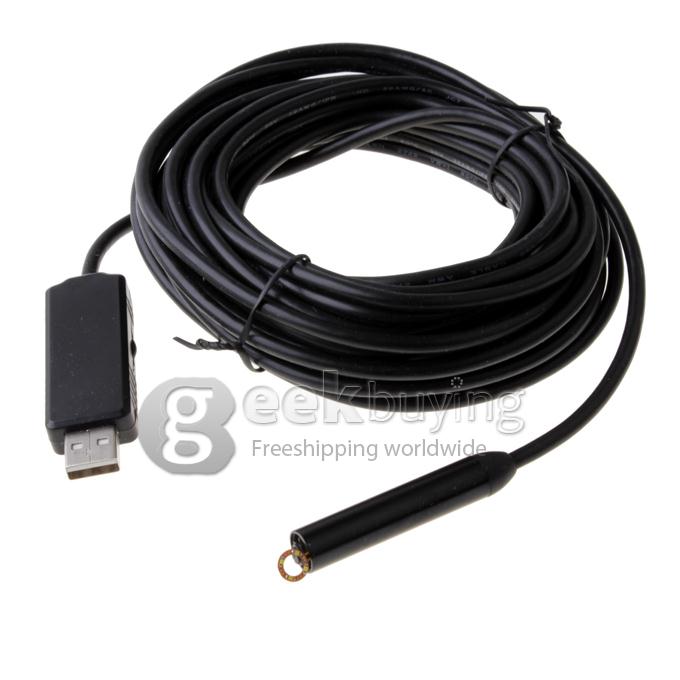 9mm Camera Head Diameter Waterproof Wire Endoscope with 4 White LED lights & 1/6 VGA CMOS - Aluminum Head 7M