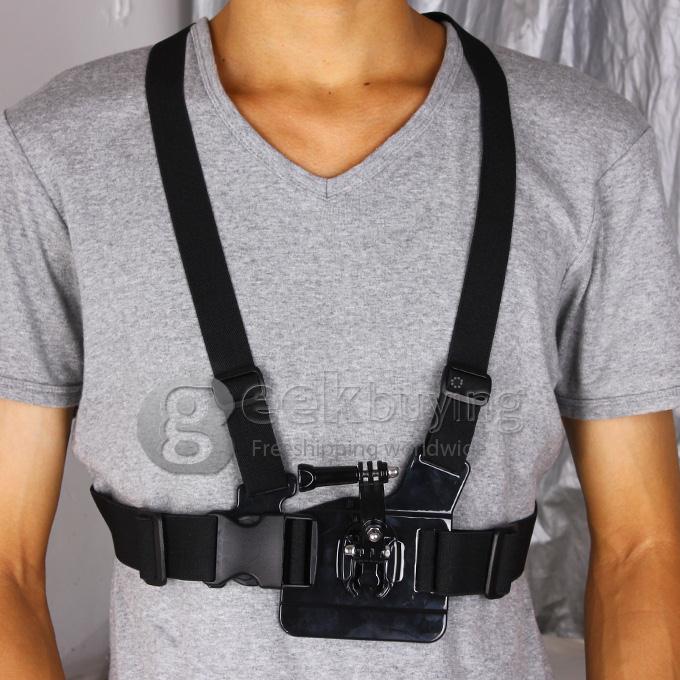 3-Way Adjustment Base + Elastic Chest Body Strap Mount Belt for GoPro Hero 4 3 2 1 SJ Cams