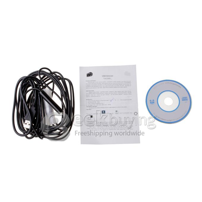 USB 2.0 interface 10mm Camera Head Diameter Waterproof IP66 Wire Endoscope with 4 LED lights - Aluminum Head 5M