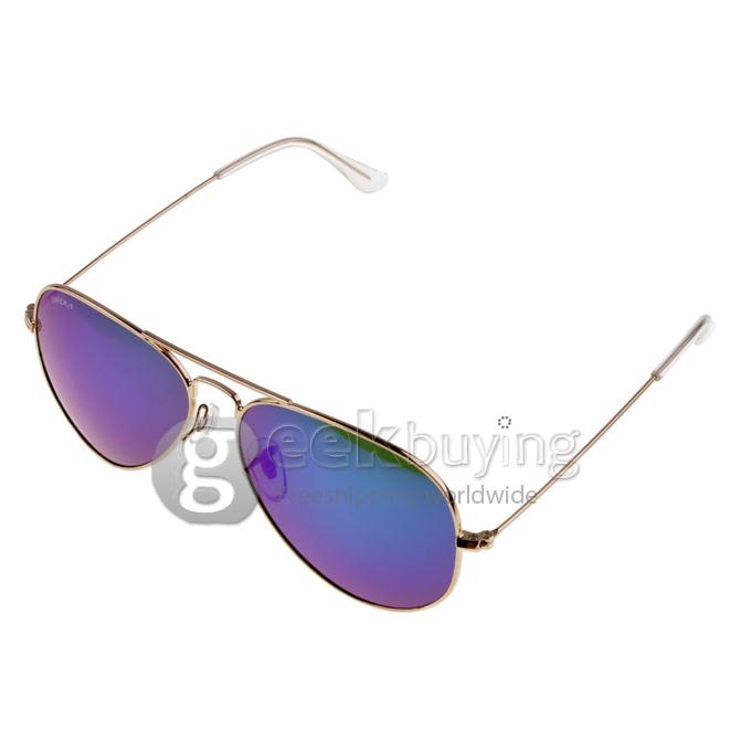 OREKA 3025 Golden Alloy Full Frame G15 Glass Lens Fashion Sunglasses - Blue