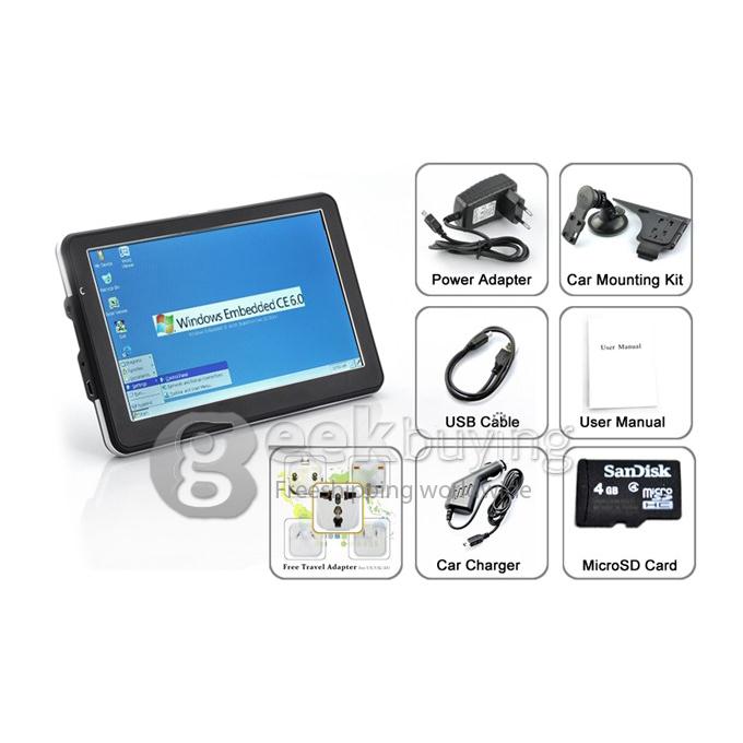 7 Inch TFT- LCD Touchscreen HD 800A-480 Windows 6.0 Car DVR GPS Navigator with 4GB Bluetooth FM - Europe Map