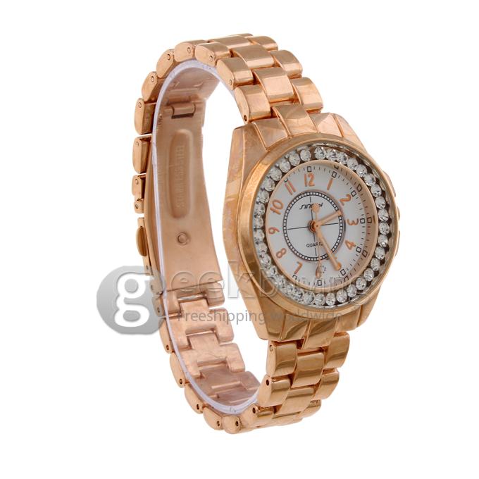 SINOBI 9390 Stainless Steel Women's Fashion & Casual Watches - Golden