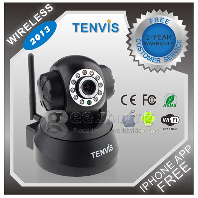 Tenvis JPT3815W Wireless IP Camera with 300K Pixels 10 IR LEDs Two-Way Audio Night Vision Motion Detection - Black