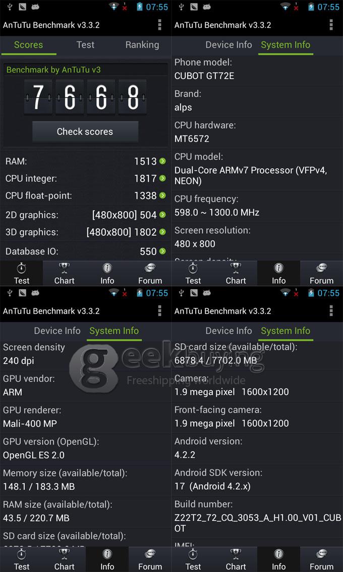 CUBOT GT72 4.0 Inch TFT Screen MTK6572 Dual Core 1.2GHz Smartphone 256MB/512MB 2.0MP Camera Android 4.2 OS with GPS - Orange