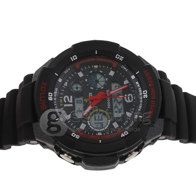 Simax DST9052 Plastic 50 Meters Waterproof Sport Utility Watch - Black