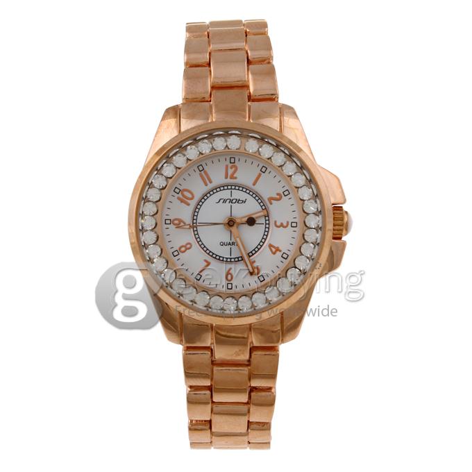 SINOBI 9390 Stainless Steel Women's Fashion & Casual Watches - Golden
