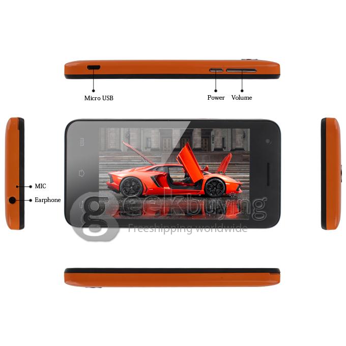 CUBOT GT72 4.0 Inch TFT Screen MTK6572 Dual Core 1.2GHz Smartphone 256MB/512MB 2.0MP Camera Android 4.2 OS with GPS - Orange