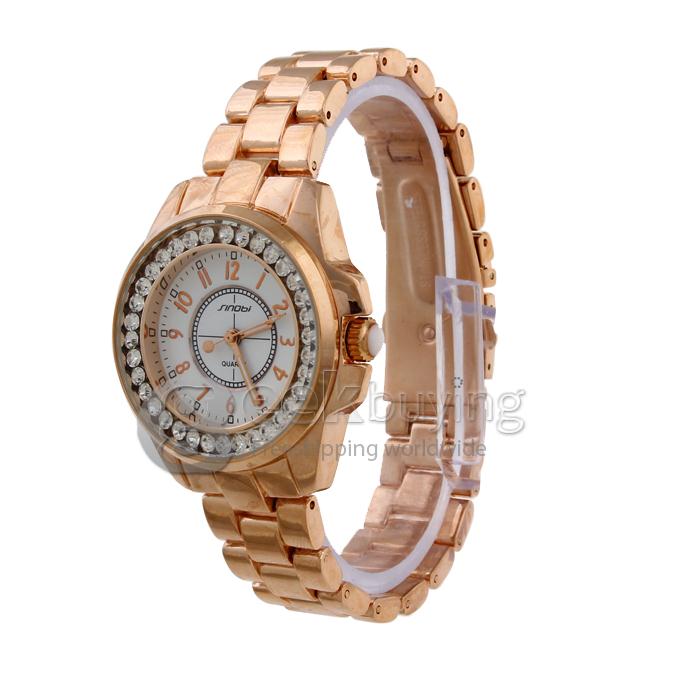 SINOBI 9390 Stainless Steel Women's Fashion & Casual Watches - Golden