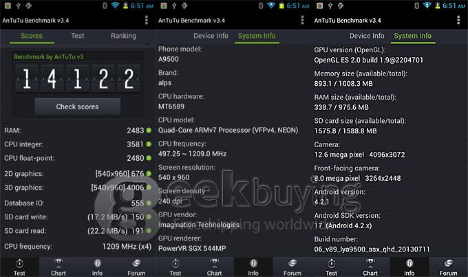 Haipai A9500 5.0 inch QHD Screen MTK6589 1.2GHz Quad Core Smarphone 8.0MP Camera Android 4.2 OS 3G/GPS-Black