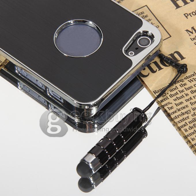 Black Brushed Aluminum & Chrome Hard Case Cover for Apple iPhone 5C