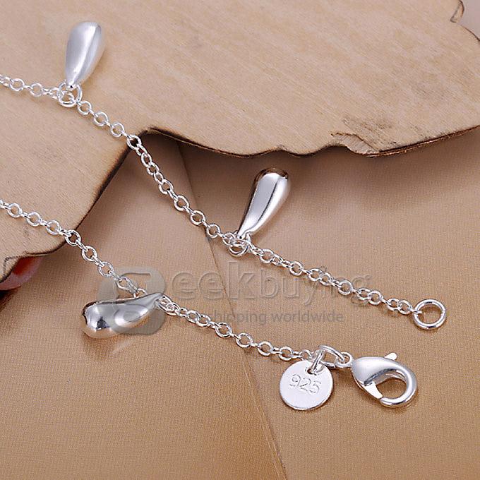 High Quality 925 Sterling Silver Water Droplets Pendant Tassel Bracelet