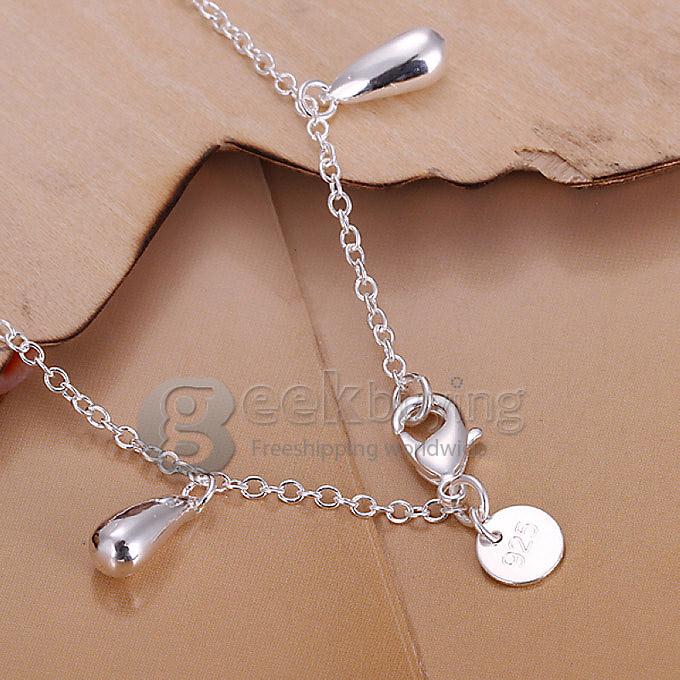 High Quality 925 Sterling Silver Water Droplets Pendant Tassel Bracelet