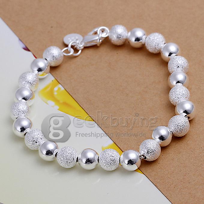 High Quality 925 Sterling Silver Double Smooth Matte Beads Bracelet