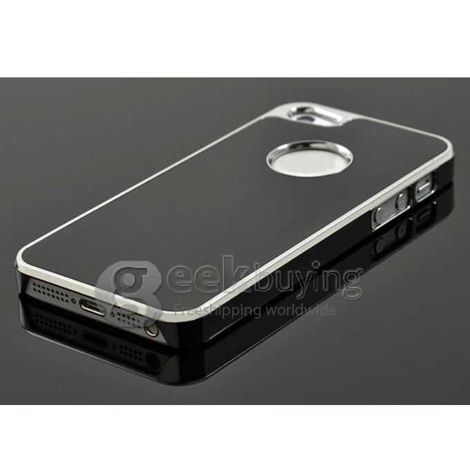 Black Brushed Aluminum & Chrome Hard Case Cover for Apple iPhone 5C