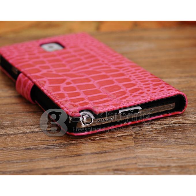 New Crocodile Pattern Wallet Leather Flip Case for Samsung Galaxy Note 3 III N9000 - Rose