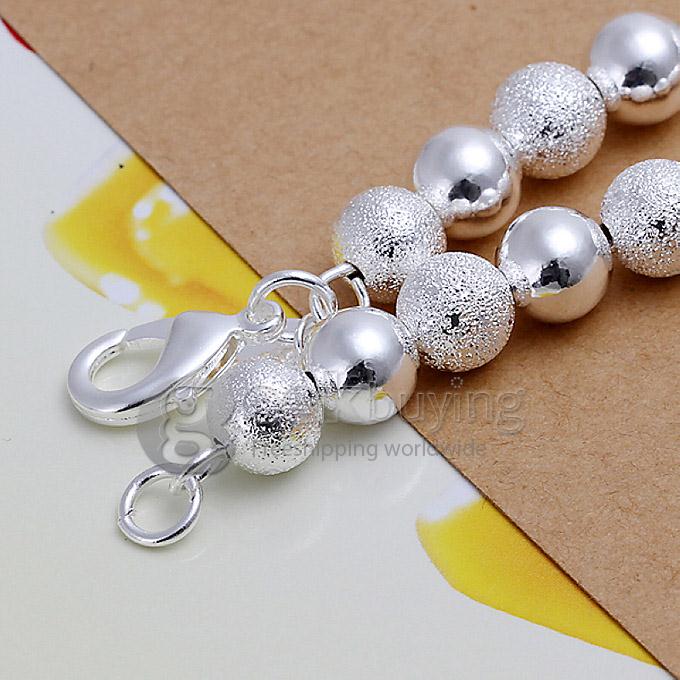 High Quality 925 Sterling Silver Double Smooth Matte Beads Bracelet