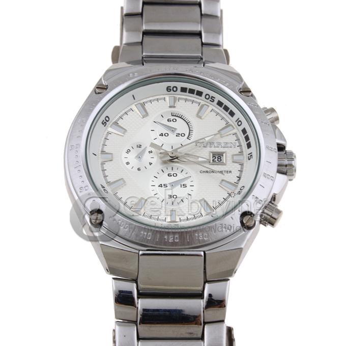 CURREN 8042 Stainless Steel Men's Fashion & Casual Watches - White + Silver