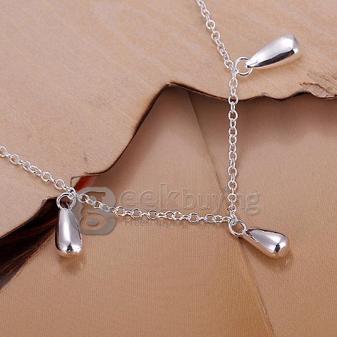 High Quality 925 Sterling Silver Water Droplets Pendant Tassel Bracelet
