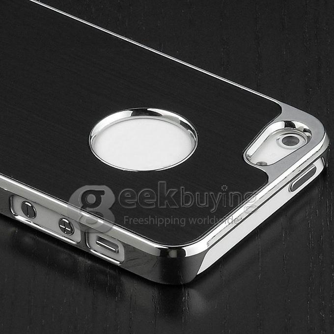 Black Brushed Aluminum & Chrome Hard Case Cover for Apple iPhone 5C