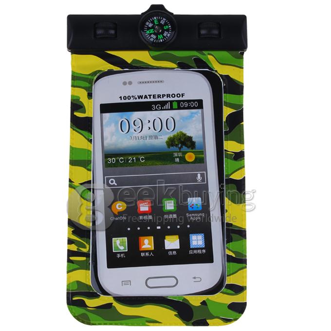 Digital Camera Mobile Phone Waterproof PVC Bag Case Underwater Pouch 16x10CM with Compass - Army Green