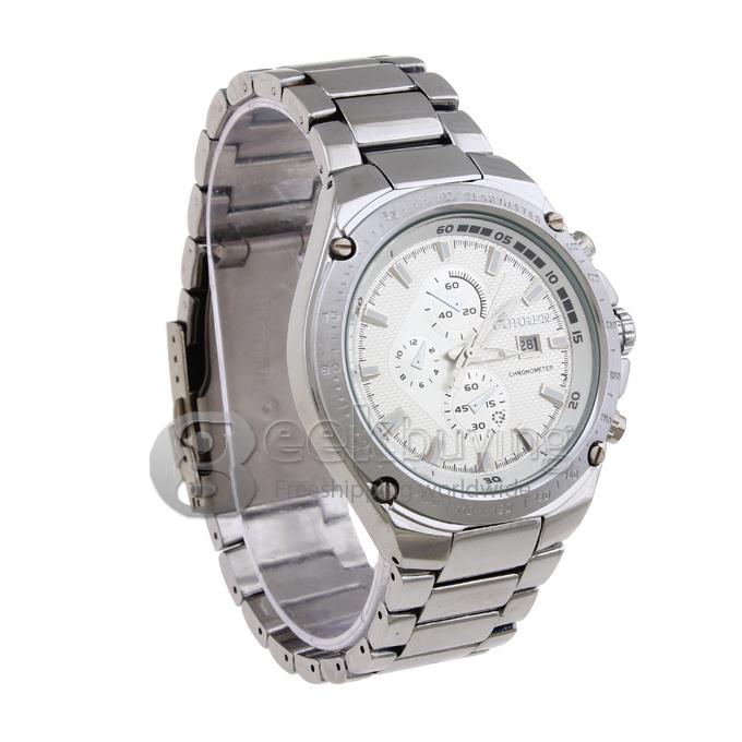 CURREN 8042 Stainless Steel Men's Fashion & Casual Watches - White + Silver