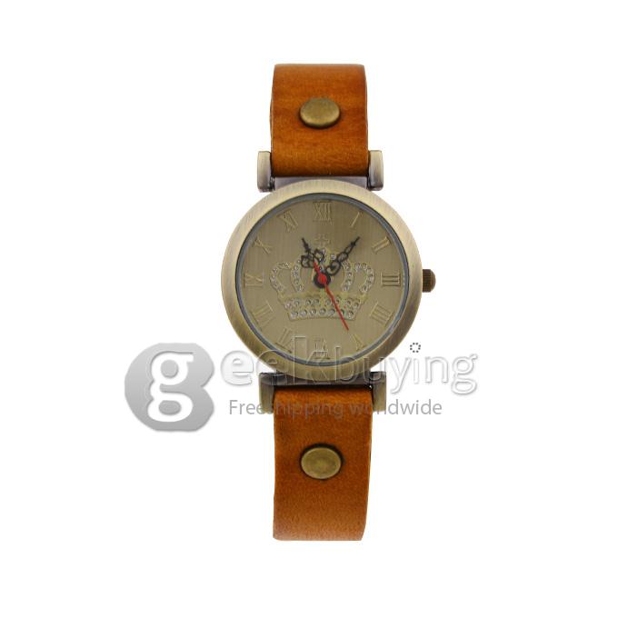 Unisex Crown Design Style Fashion & Casual Watches - Light Brown