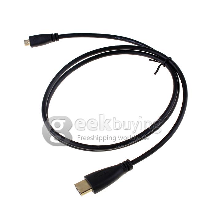 1M Micro HDMI to HDMI V1.4 Cable Male to Male for Smart Cell Phone/Tablet PC Monitor Cable for HDTV - Black