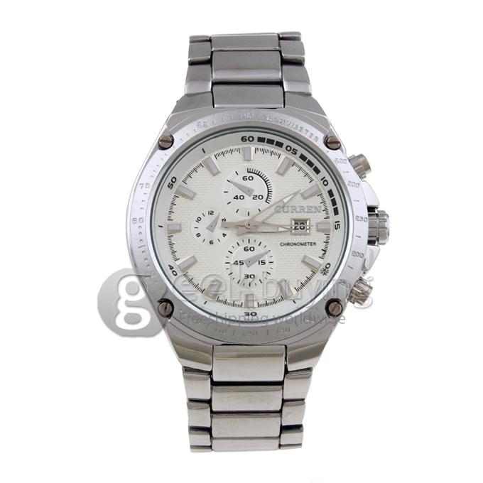 CURREN 8042 Stainless Steel Men's Fashion & Casual Watches - White + Silver