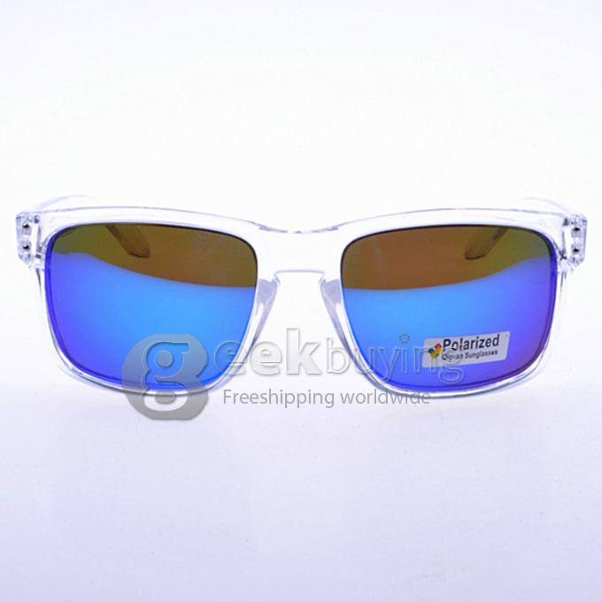 WG009 Transparent TR90 Full Frame Polarized Lens Sports Sunglasses - Blue REVO