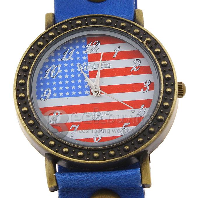 523-5 National Flag Design Style Unisex Fashion & Casual Watches - Blue