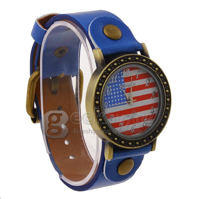523-5 National Flag Design Style Unisex Fashion & Casual Watches - Blue